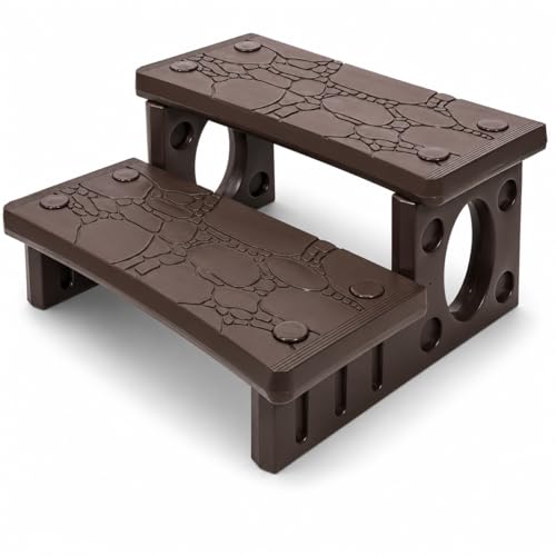 XtremepowerUS Universal Multi Purpose 2-Step Spa Hot Tub Pool Outdoor Indoor Camper RV Deck Steps Sided Step for Porch, Patio, Deck, Bathtub, Swimming Pool Mocha