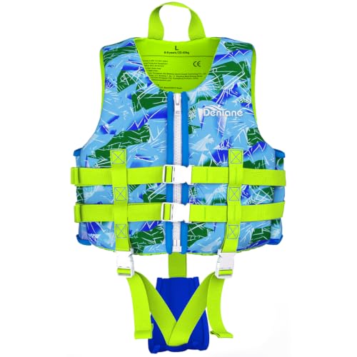 Schwimmweste ‎Kinder Neopren Weste, 6-9 Jahre Ideale Kleinkinder Schwimmhilfe Badeanzug Assist Bademode Schwimmtraining mit Einstellbare Sicherheits Straps für Jungen und Mädchen - Blau L (30-40kg)