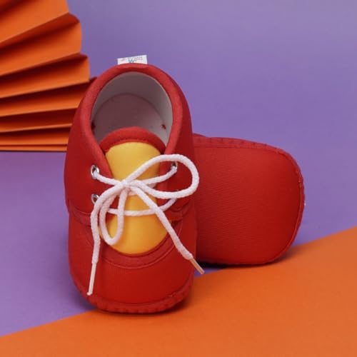 Image of Neska Moda 6 To 12 Months Baby Boys & Baby Girls Cute Soft Cotton Pre-Walker Lace Booties-BT4713