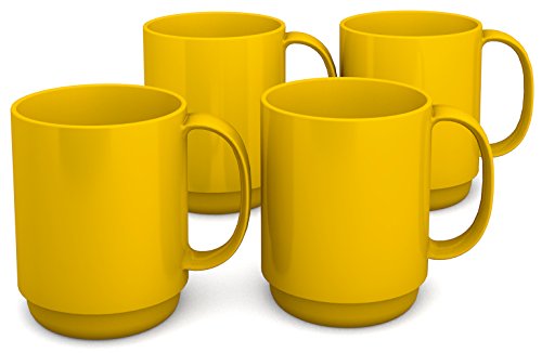 Ornamin Lot de 4 Tasses 300 ml Jaune (Modèle 510) / tasse à thé, gobelet réutilisable, tasse à café