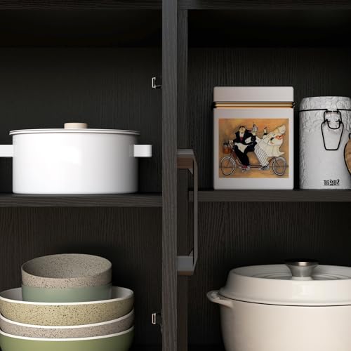 Panana Wooden Sideboard 3 Drawers 3 Doors Entryway Dining Room Console Living Room Storage Farmhouse Sideboard Cabinet (Black) - Image 7