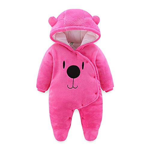 Image of ALLAIBB Baby Newborn Snowsuit Winter Hooded Footie Fleece Jumpsuit for Infant Girls Boys