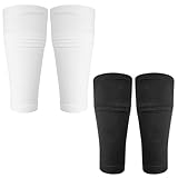 Ptwola 2 Paar integriertem Fußball Strumpf Schienbeinschützer mit Optimierter Einstecktasche Shin Guards Schienbeinschoner für Fußballausrüstung Kinder Jugend Erwachsene Jugendliche