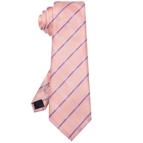 Image of Hi-Tie 63 inches Striped Paisley Extra Long Ties for Men Silk Necktie with Lapel Pin Tie Clip Big and Tall Men Formal Wedding