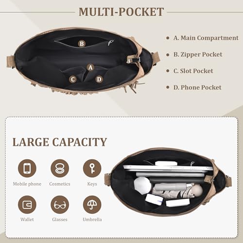 Image of Fringe Hobo Bags for Women Vintage Suede Crossbody Bag Hippie Western Cowgirl Purses Tassel Shoulder Bag