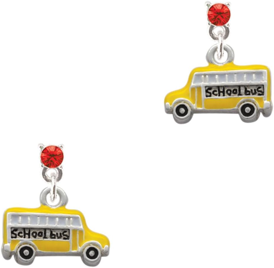 School Bus - Side Crystal Post Earrings