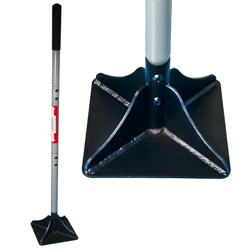 Heavy Duty Steel Tamper 8'x8' with 48 inch Handle and Rubber Grip Ideal Garden Landscaping Rammer for Earth Soil Asphalt, Gravel and Dirt Compaction Levelling Paver Tool Trash Tamper