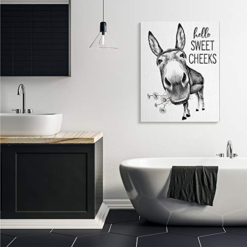 Image of Stupell Industries 'Hello Sweet Cheeks Animal Humor Donkey Daisies', Canvas Art, 36 x 48 Inches, Easy to Hang and Sturdy, Made in USA, by Lettered and Lined