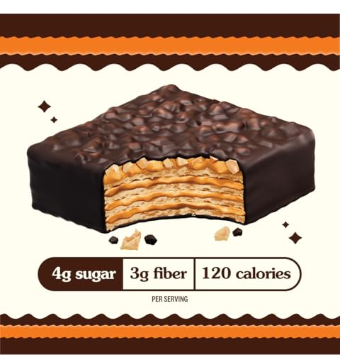 Image of Rip Van Nutty Crunch Dark Choco Peanut Butter Wafer - Crispy Wafer Snack, Low Sugar, 120 Calories, Individually Wrapped - 16 Count