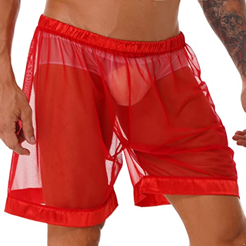 JanJean Mens Sheer Mesh See-Through Shorts Casual Lounge Bottoms Underpants Underwear Nightwear3