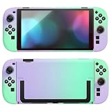 Switch 2対応 保護カバー【新登場-ドック対応】Lwuckbarrt スイッチ2用ケース PC硬質 分体式設計 全面保護 耐衝撃 転倒防止 擦れ防止 指紋防止 超薄型 軽量 取付簡単 switch 2専用ケース アクセサリー (紫緑のグラデーション)
