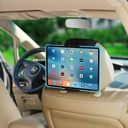 TFY Car Mount Holder, Car Headrest Mount Holder for Phones and Tablets, Compatible with 5 to 10.5 Inch Screens Devices (Black)