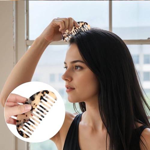 Peine ancho para cabello con dientes espaciosos beige miniatura 6