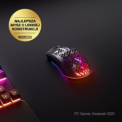 SteelSeries Aerox 3 Bezprzewodowa mysz - Superlekka mysz do gier - Czujnik optyczny TrueMove Air 18 000 CPI - Ultralekka, wodoodporna konstrukcja - 200 godzin pracy baterii