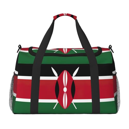 Sac de voyage drapeau du Kenya noir pour le week-end et sport
