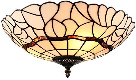 RUNNUP Vintage Ceiling Mount Lighting Classy Tiffany Glass Ceiling Lighting Fixtures Attractive Decoration for Kitchen, Restaurant, Bedroom, Living Room 15.75inch