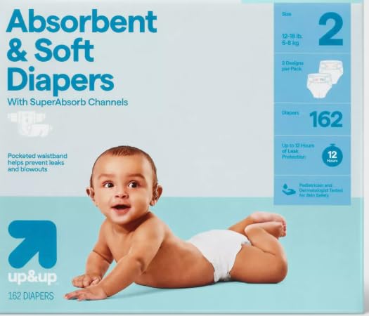Baby Diapers Size-2 Giant Box 162 Count UP&UP
