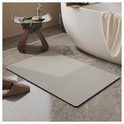 Mecko Bath Mat Rug, Rubber Non-Slip Quick Dry Absorbent Thin Bathroom Rugs Fit Under Door Bathroom Floor Mats-Shower Rug for in Front of Bathtub, Sink, Shower Room(Light Grey,16"x24")