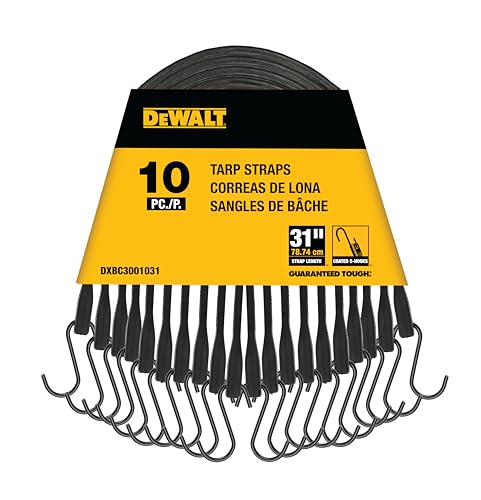 DEWALT - DEWALT DXBC3001031 Black/Yellow 31" Rubber Tarp Straps, 10 Pack