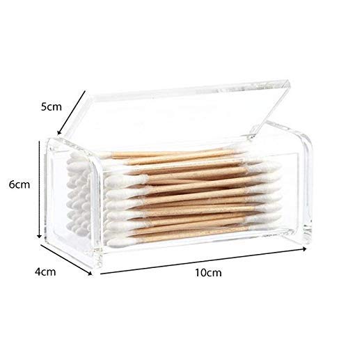 Porta Cotonetes Retangular em Acrílico Transparente Organizador de Mesa
