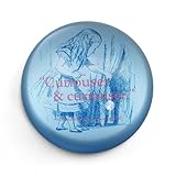 Half Moon Bay Curiouser & Curiouser - Alice's Adventures in Wonderland - Blue/Red 2.7 x 1.2 Inch Glass Office Desk Paperweight