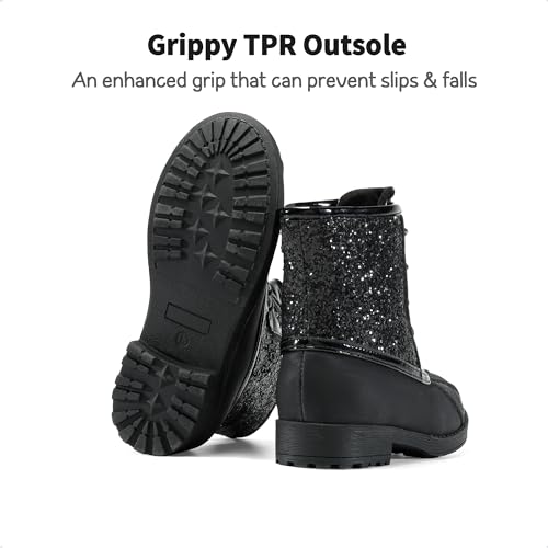 DREAM PAIRS Girls Glitter Ankle Boots Warm,Black,9 Toddler - image 4