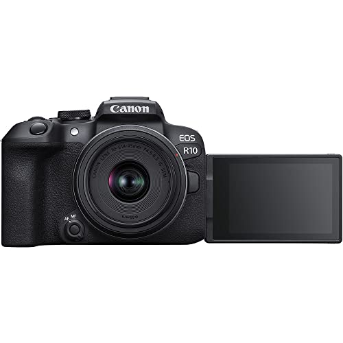 Image of Canon EOS R10 Mirrorless Camera Kit with RF-S 18-45mm Lens | 24.2MP APS-C, 4K Video, Dual Pixel AF, Perfect for Beginner Photographers & Vloggers (5331C009) + 64GB Card + LP-E17 Battery + Shoulder Bag