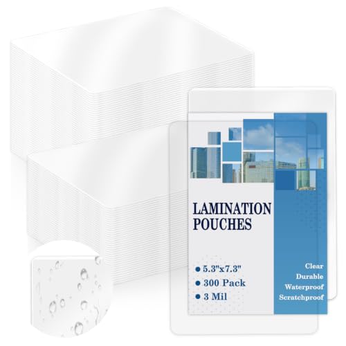Image of 300 Pack 3mil Thermal Laminating Pouches 5 inchx7 inch Badge Laminate Pouches Clear Laminated Luggage Tags Printable Laminator Pouches for Business Permits Cards (300, 5x7inch)