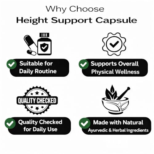 Image of Height Support Capsules | Ayurvedic & Herbal | Supports Healthy Growth & Body Development | 60 Veg Capsules