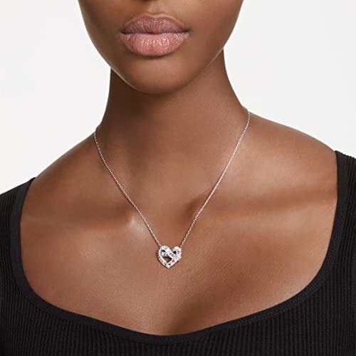 Swarovski Matrix Pendant Necklace, Woven Heart-Shaped Motif With Clear Crystals On A Rhodium Finished Setting, Part Of The Matrix Collection #TOP4