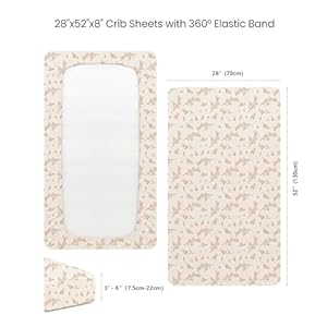 Konssy Muslin Fitted Crib Sheets 100 Cotton Baby Crib Sheets for Standard Crib Mattress 28 X 52 Inches Soft and Breathable for Boy Girl Floral