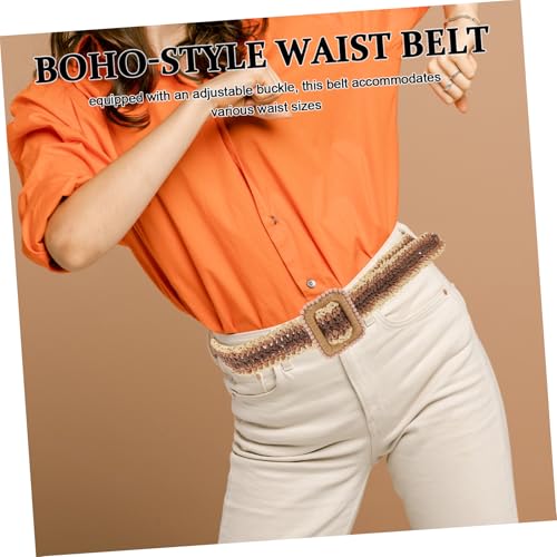 FRCOLOR Boho Woven Raffia Belt for Women Adjustable Lightweight Waistband Vintage Fashion Accessory for Spring and Summer Dresses for Vacation Outfits 6
