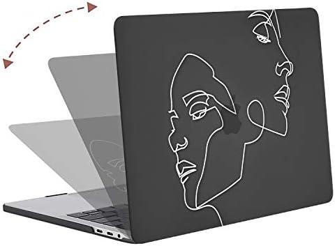 MOSISO Compatible with MacBook Pro 13 inch Case 2023 2022 2021-2016 M2 M1 A2338 A2251 A2289 A2159 A1989 A1706 A1708, Plastic Face Sketch Hard Shell & Keyboard Cover Skin & Screen Protector, Black