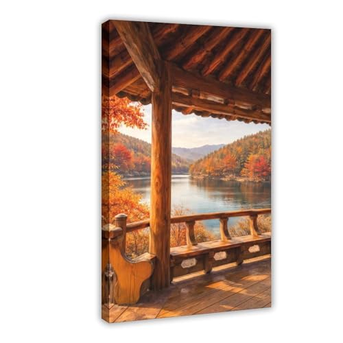 Peinture lac de Hanok coréen toile déco salon chambre