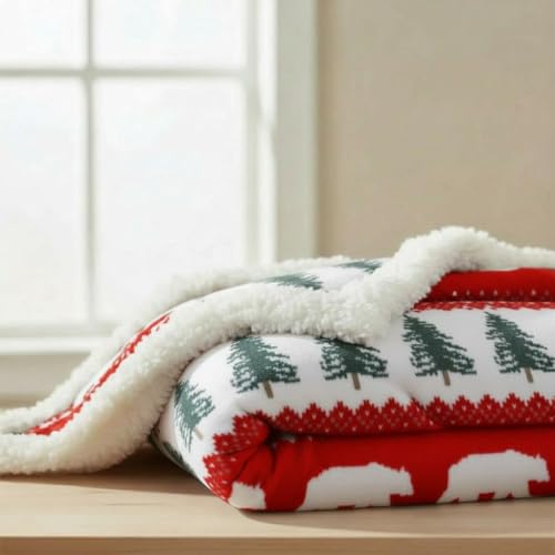 Image of Eddie Bauer - Sherpa Throw Blanket for Couch 50x60 - Ultra Soft Reversible Fleece & Plush Sherpa Blanket, Warm Cozy Bear & Pine Cabin Throw for Sofa, Bed, Living Room Decor