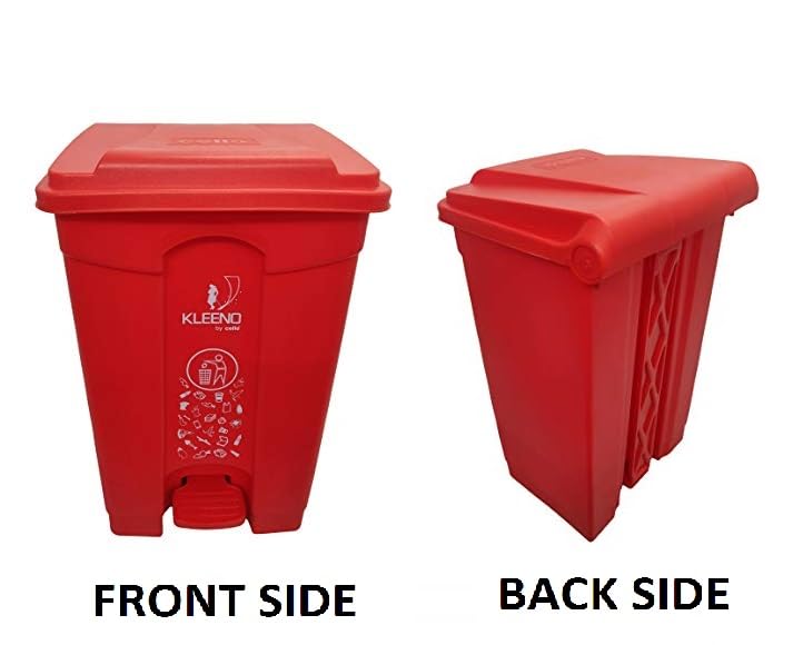 Image of Cello Strong Plastic Step-On Pedal Garbage Dustbin 60 Ltr Red /Red Combo
