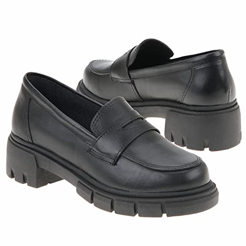 Mocassim Feminino Couro Solado Tratorado Salto Confortável La Botte (Preto, br_footwear_size_system,