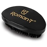 Roman-T Brosse vague 360 Douce Moyenne - Brosse à vagues 100% poils de sanglier avec base en bois profilée - Comprend une belle boîte de rangement pour la présentation