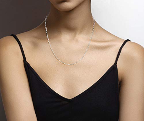 Image of Miabella Italian Solid 925 Sterling Silver, 18Kt Gold Plated 2.5mm Paperclip Link Chain Necklace for Women Men, Made in Italy
