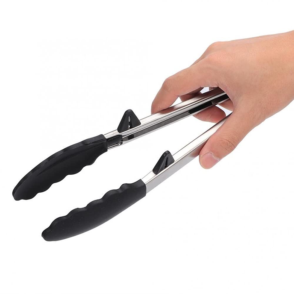 MRKU 1 Pieza de Pinza Resistente para cocinar, para Pan, Barbacoa, Hornear, Color Negro, con Cierre de Seguridad