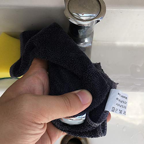 Surprise Pie Microfiber Cleaning Cloth Ultra Absorbent And Super Soft All-Purpose Clean Wash Clothes For House Kitchen Boat Car Window Cleaner (12"X12") Grey-6 Pack #TOP5