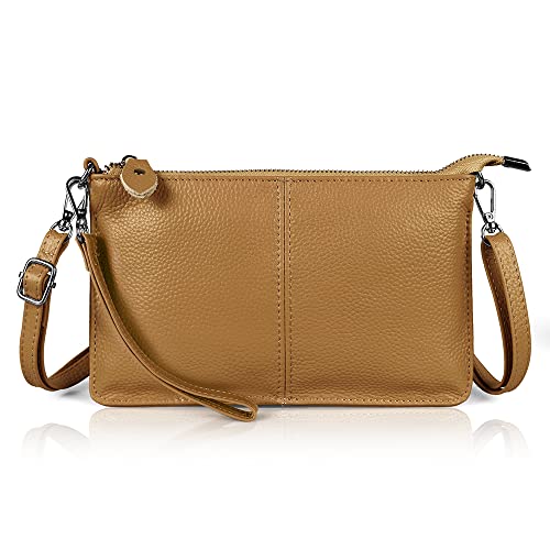 Image of befen Genuine Leather Wristlet Clutch Wallet Purses Small Crossbody Bags for Women with RFID Blocking Card Slots