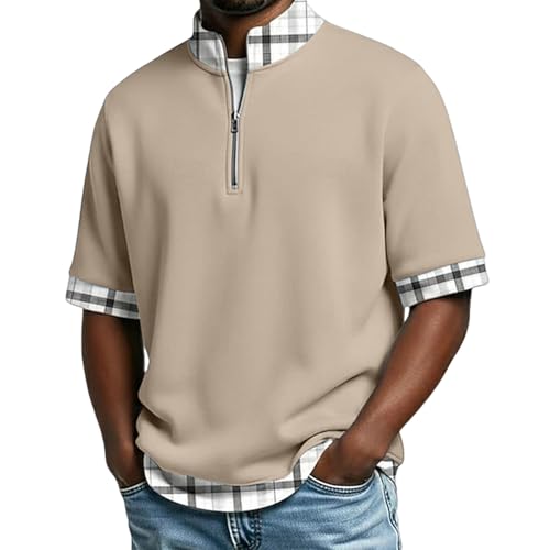 T-shirt zippé 1/4 homme coupe droite haut d'été haut de gamme