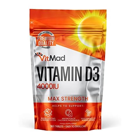 Vitamin D3 4000IU - 365 Tablets Max Strength Sun Bones Immune Immunity Support Cover