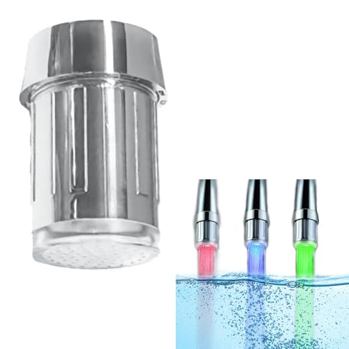 3-Color LED Water Faucet Temperature Sensor - Fancy Gradient Thermal Detector Color Changing Faucet by Varied Water Temperature, Utility Sink Tap Replacement Part for Kitchen, Bathroom