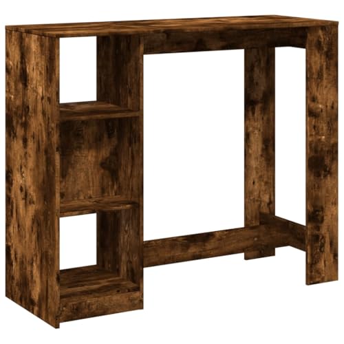 Table de bar avec étagère chêne fumé bois d ingénierie