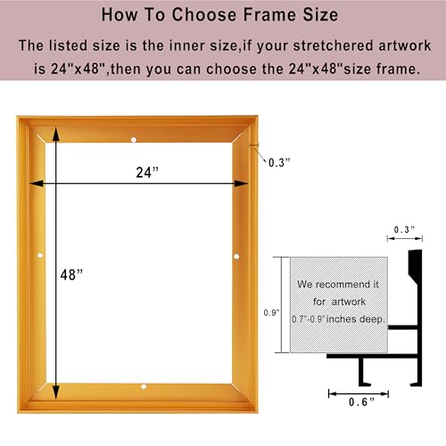 Image of Canvas Frame 16x20, DIY Metal Floating Frames, Canvas Floater Frame for 0.6 inch-0.9 inch Deep Print Painting (Gold,16 inchx20 inch)