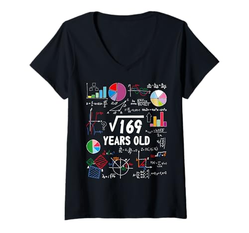 Mujer Raíz cuadrada de 169 13 cumpleaños 13 años de edad empollón matemático Camiseta Cuello V