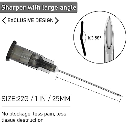 Image of 100Pack 22 Gauge 1 Inch Lab Needles, Disposable Luer Lock supplies