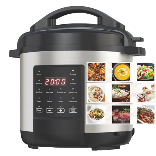 EMB Ironblade 7-in-1 Multi Cooker, 6-Liter, 1000W Stainless Steel Programmable Pressure Cooker, Slow Cooker, Rice Maker, Steamer, Sauté Pan, Food Warmer, Yogurt Maker
